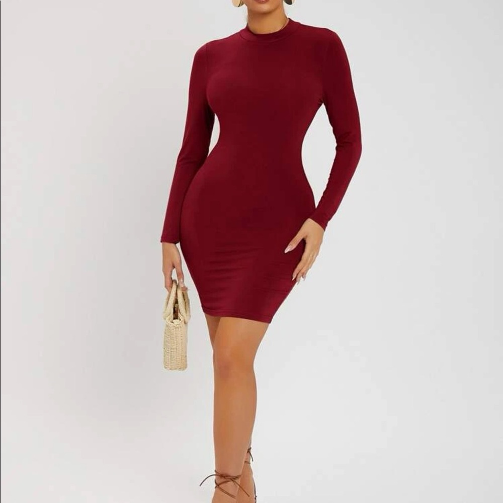 Solid Mock Neck Bodycon Dress